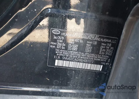 2019 Hyundai Santa Fe Se from USA, damaged, VIN 5NMS2CAD9KH083372